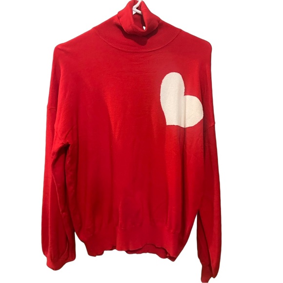 NWT Red Turtleneck Heart Sweater - Picture 4 of 6